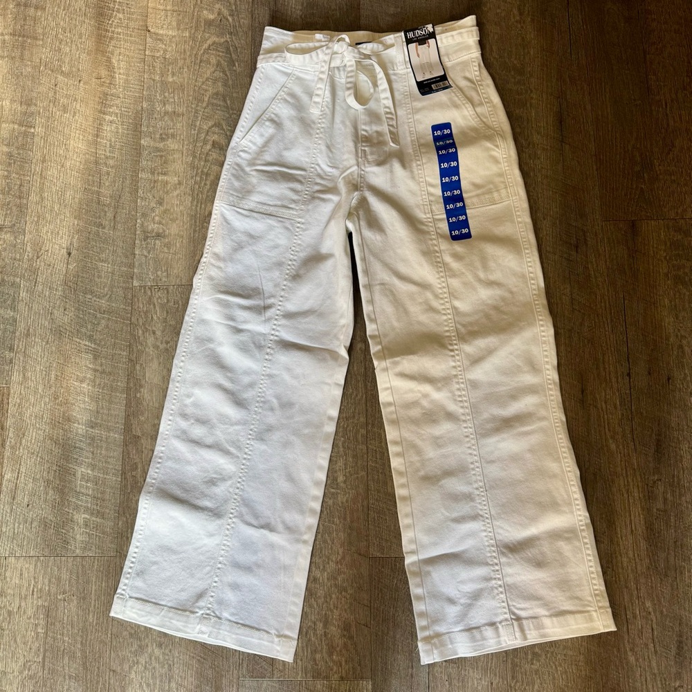 Hudson Jeans Women’s Wide Leg Belted Jeans White
